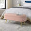 Banc de rangement repose-pieds ovale en flanelle avec pieds en métal - rose (43,5 po x 16 po x 16 po)-1948896664-1948896667
