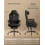 Gaming Chair, Ergonomic Computer Chair With Footrest, Video Game Chair With Headrest, Cotton-Linen Fabric, Adjustable Height, Ink Black