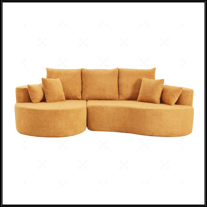 Canapé modulaire incurvé en tissu avec méridienne Boucle, Noir