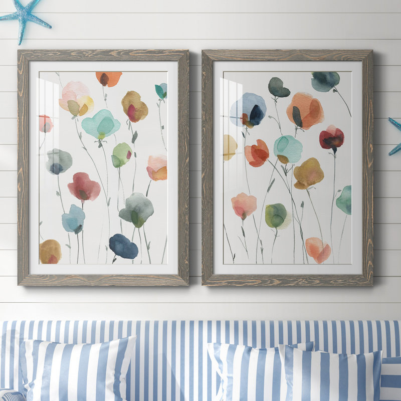 «Lollipop Garden I», ensemble de 2 impressions, H 44 po x l 31 po x P 1 po, Impression encadrée avec passe-partout, Gris