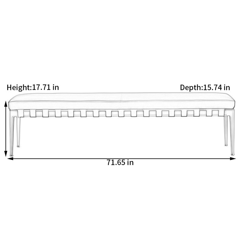 Modern light luxury bedroom bed end stool, 17.71" H x 71.65" W x 15.74" D