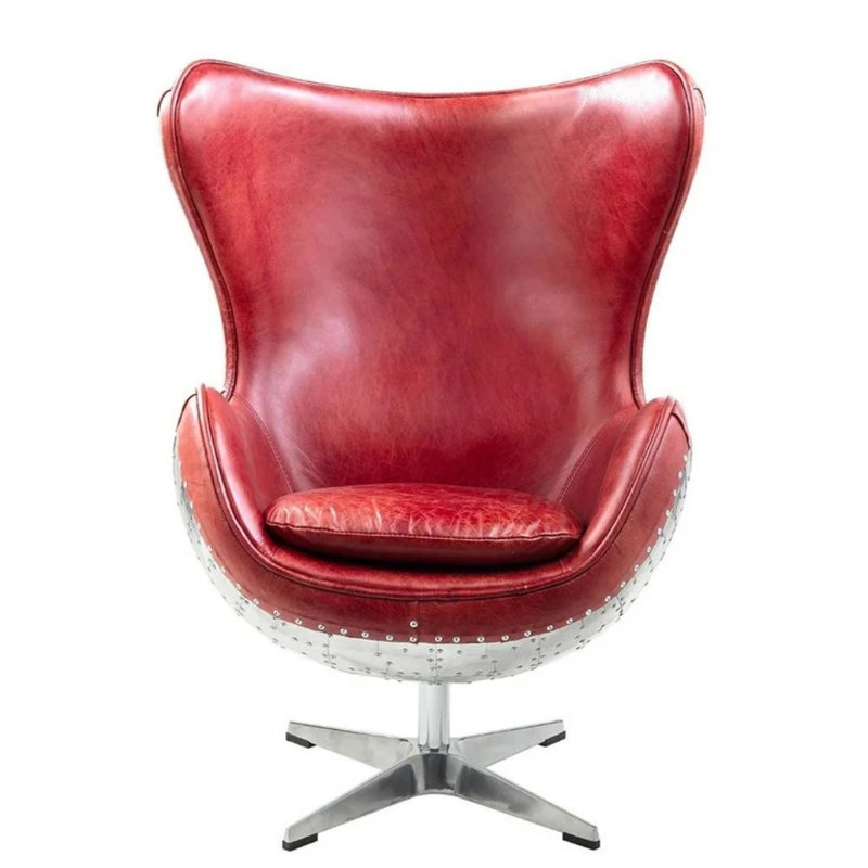 Fauteuil d'appoint pivotant en cuir Mosher, Rouge