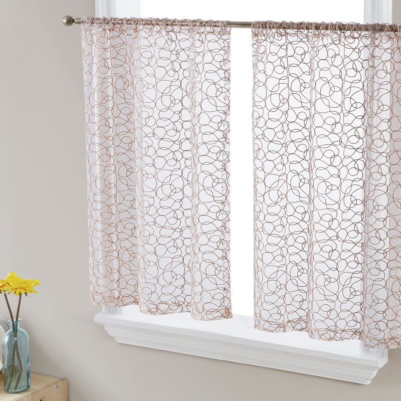 Ketaki Abstract Tailored Cafe Curtain, Taupe, 30" W x 45" L