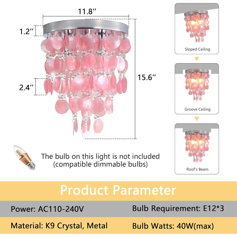 Modern Ceiling Chandelier, Pink