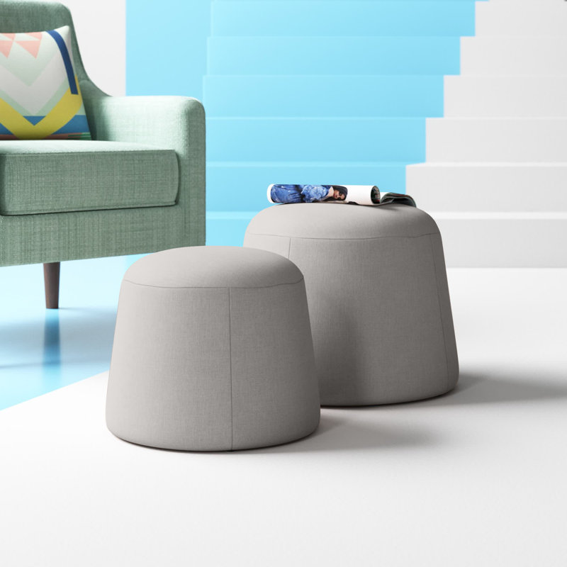 Mallen Round Standard Ottoman, Grey