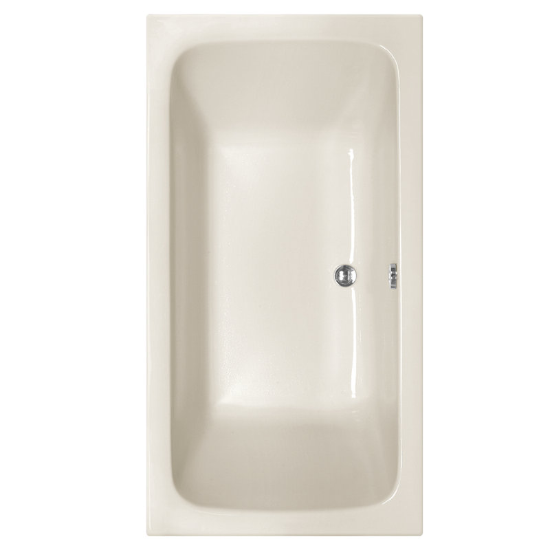Kira 72'' x 32'' Soaking Acrylic Bathtub, Biscuit, Satin Nickel