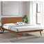 Lit plateforme double avec tête de lit ovale arrondie en bois et brun composite pour adultes-1251159522