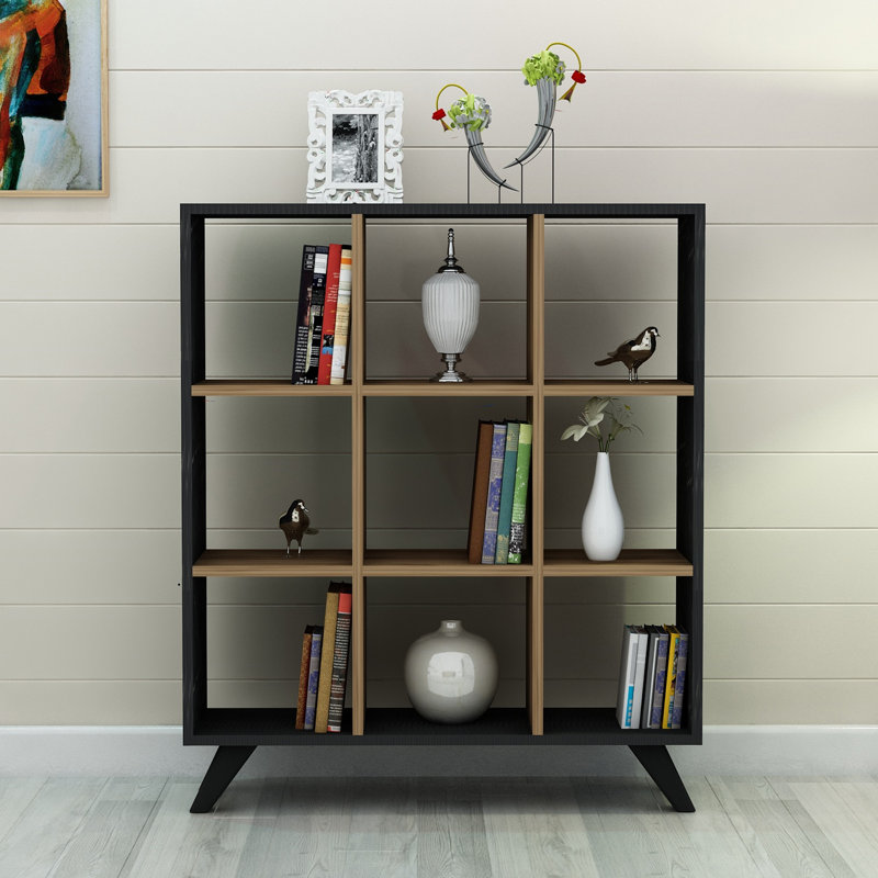 105cm H x 90cm W Cube Bookcase, Walnut