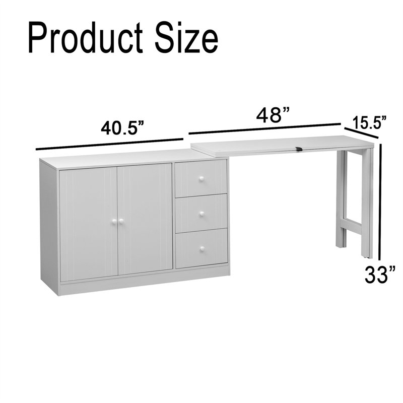 Extendable Dining Table With Storage, Black