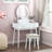 White Vanity Dresser With Mirror, Stool, Storage Drawers, And LED Light Set | Gift Idea-101789345