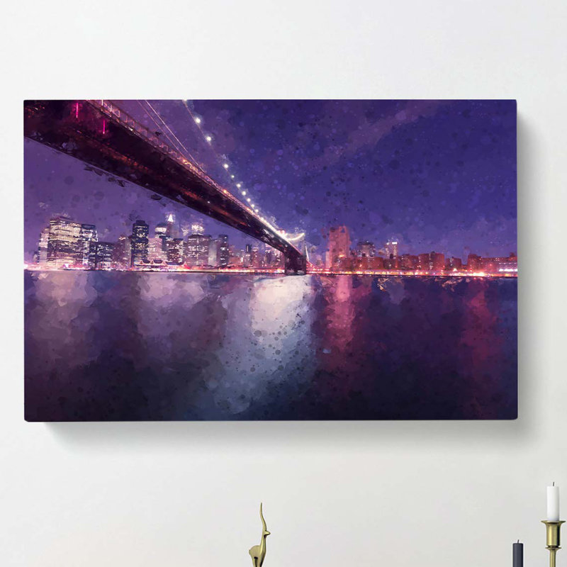 Brooklyn Bridge in New York City in Abstract - Wrapped Canvas, 60cm H x 91cm W x 3cm D