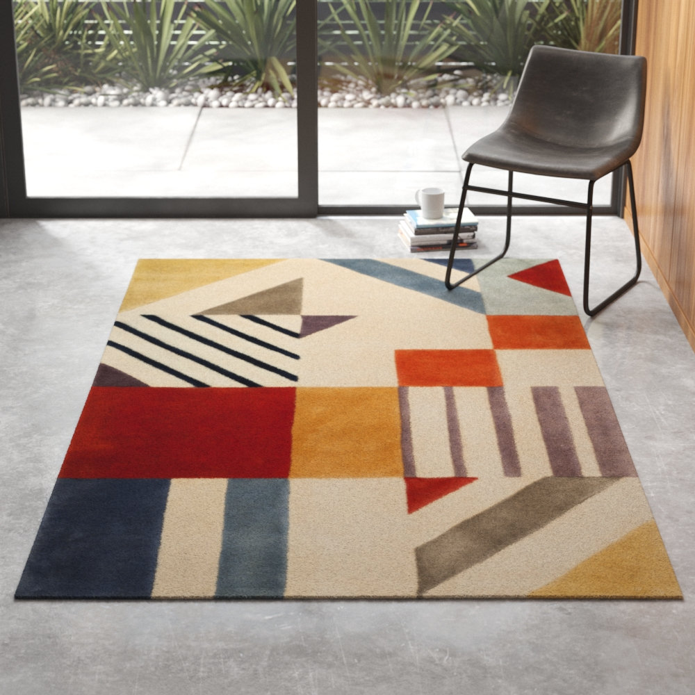 Tripoli Ivory Multi Hand-Tufted Geometric Rug, Rectangle 4' x 6'