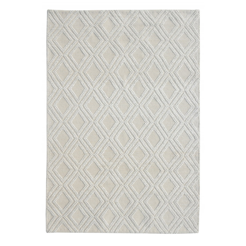 Tapis ivoire à motif de losanges moderne, Rectangle 6 pi x 9 pi