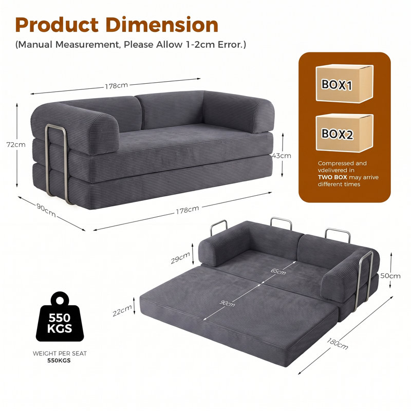 3 Seater Linen Sofa, Gray
