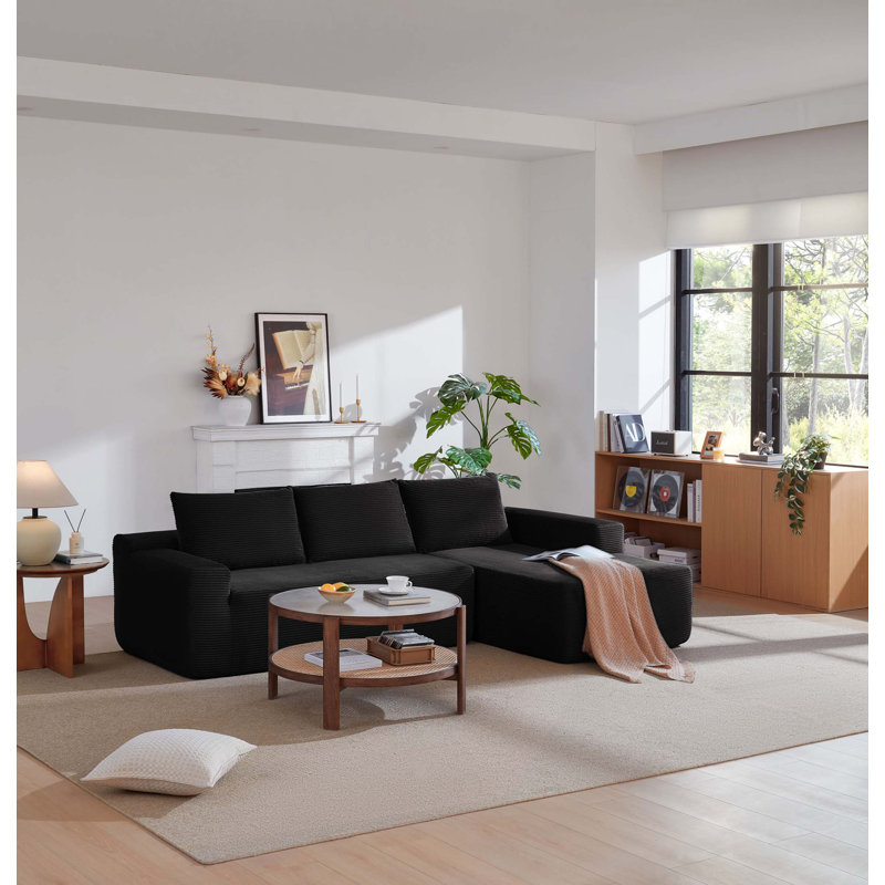 Cloud Sectional Couch with L-Shape Chaise,Modern Modular Sofa with Deep Seat, Upholstered Couches for Living Room Bedroom,No Assembly Required, ( Corduroy Fabric)
