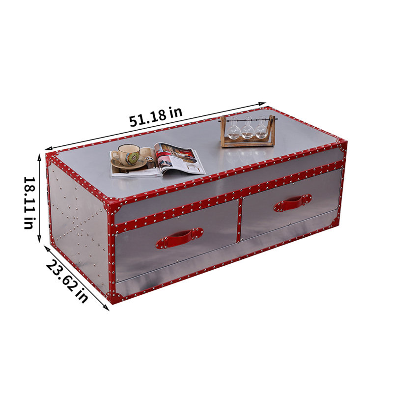 Table basse Vintage, H 18,11 po x L 51,18 po x l 23,62 po