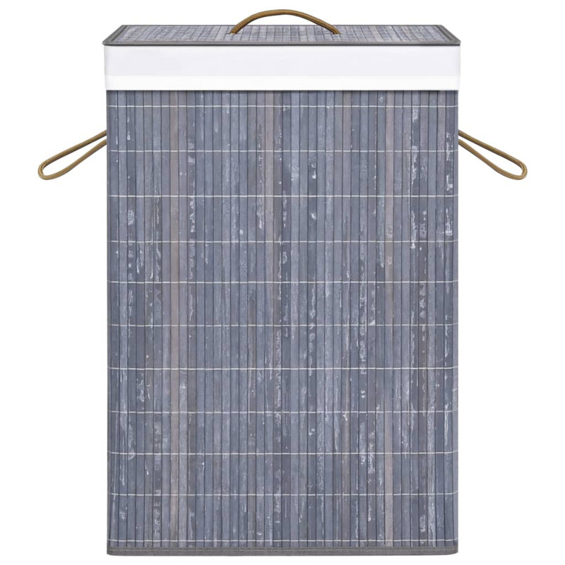 Bamboo Laundry Basket, Small (60 cm x 40 cm x 30 cm), Grey