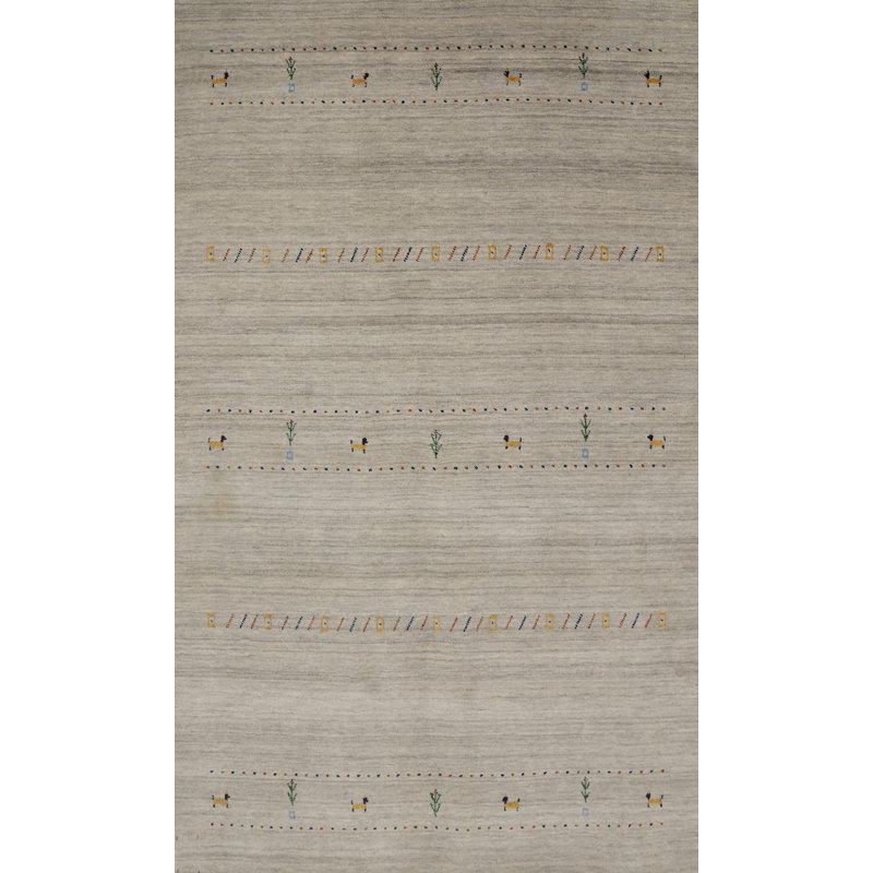 Tapis tribal en laine fabriqué à la main de style Gabbeh 5 x 8