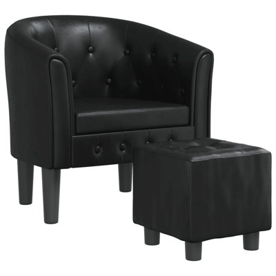Danaija Faux Leather Barrel Chair with Ottoman