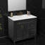 Ensemble de meuble-lavabo classique en bois de pin avec lavabo en céramique - 3 tiroirs de rangement, prêt pour le robinet de 4 po, facile à assembler?-219210314