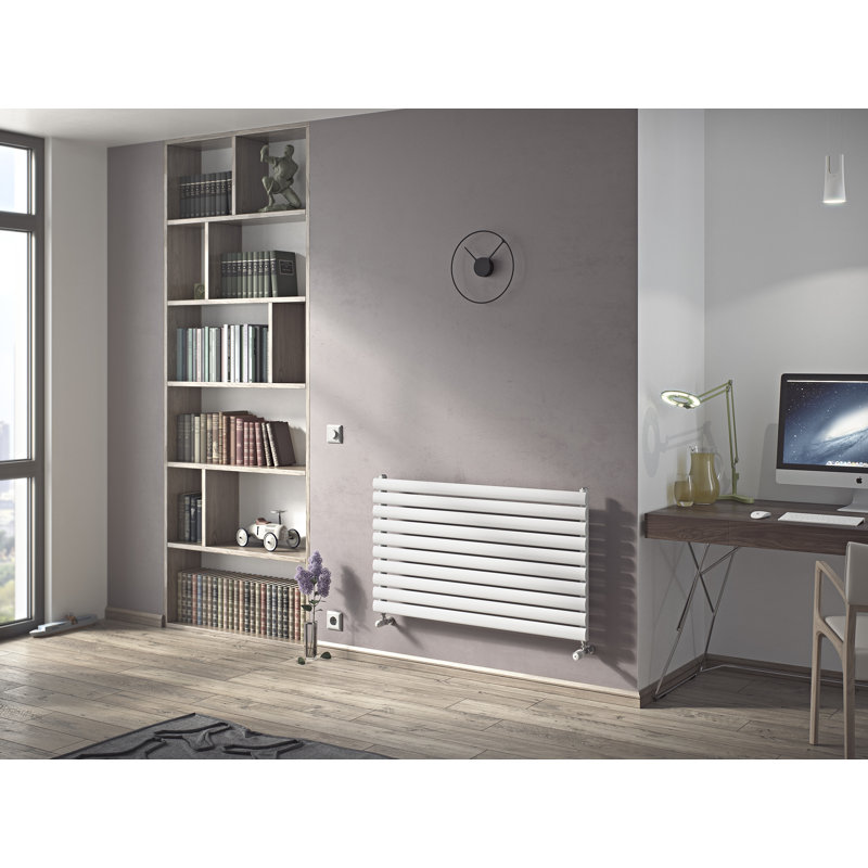 Angela Horizontal Oval Panel Radiators, 58.4cm H x 120cm W x 9cm D, White