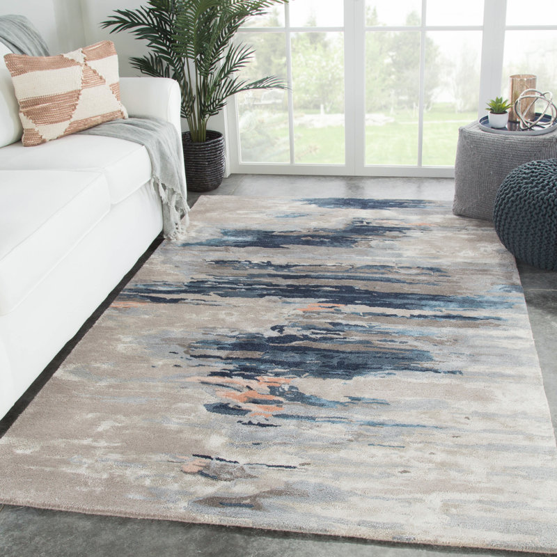 Tapis bleu touffeté à la main Fairlop, Rectangle 6 pi x 9 pi