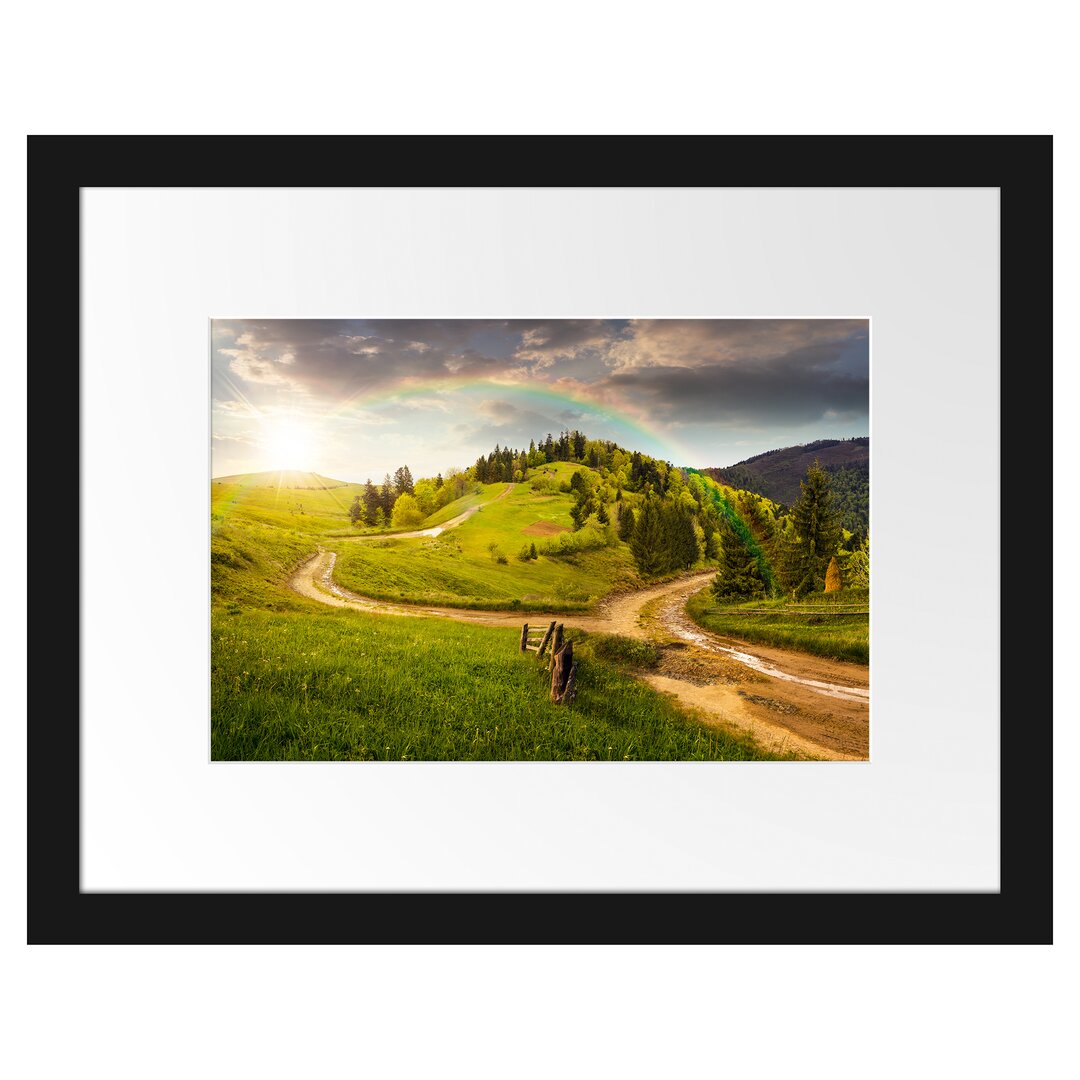 Gerahmtes Poster Landschaft mit Regenbogen