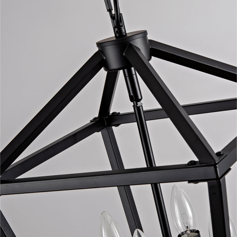Lampe industrielle à 4 lanternes, plafond noir avec accents rustiques, ampoule E12, réglable pour îlot de cuisine, base d'éclairage, entrée