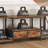 Entertainment Centre And Industrial TV Console Table With Open Storage