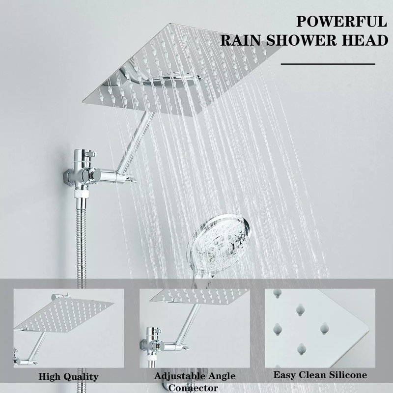Chrome Shower Heads High Pressure With Handheld Spray Combo 8'' Head System