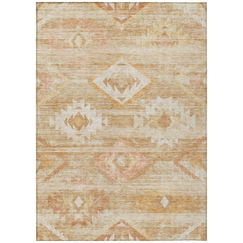 Tianni Washable Southwestern Indoor / Outdoor Rug, Rectangle 9' x 12'