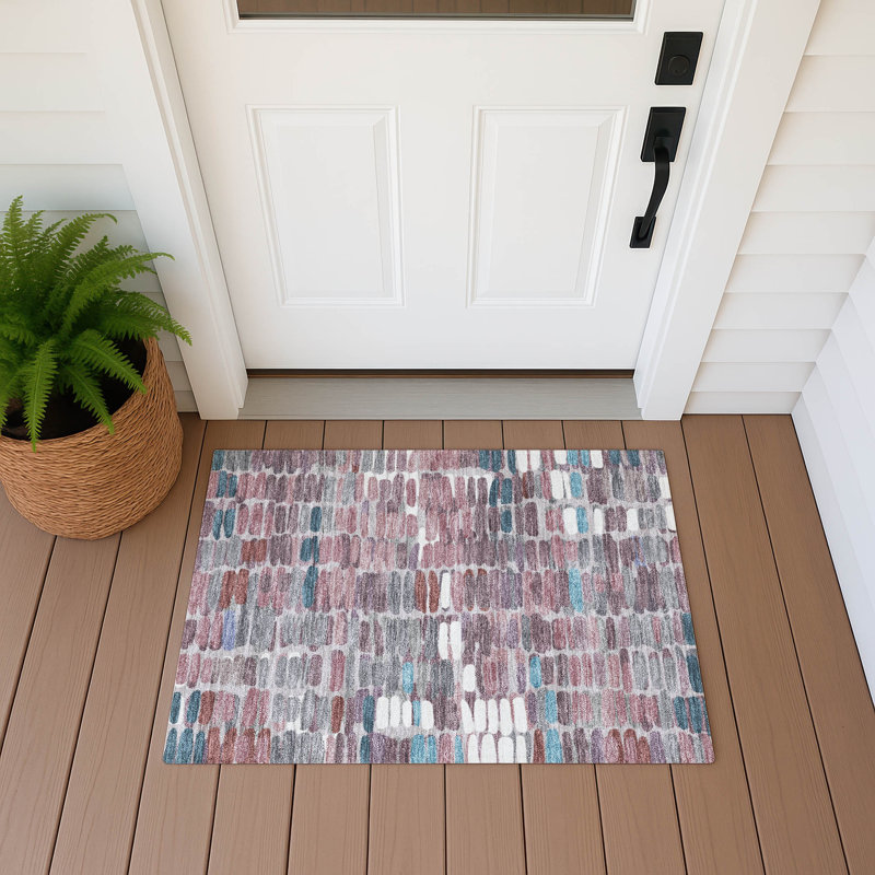 Machine Washable Indoor/Outdoor Molewski ACN2349 Abstract Rug, Rectangle 1'8" x 2'6"