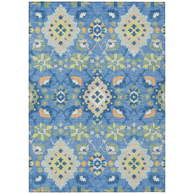 Tapis intérieur / extérieur bleu Vespera , 10 pi x 14 pi