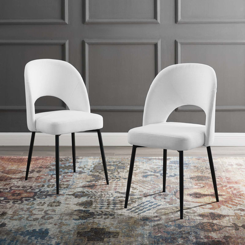 Chaise de salle à manger rembourrée en tissu Rouse par Modway, Blanc, 2