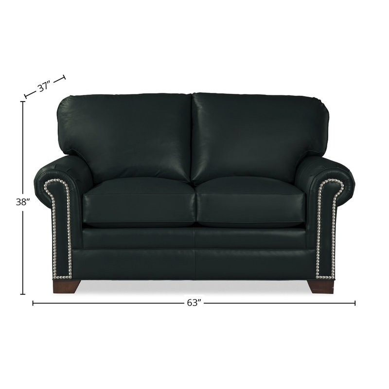 Copola Loveseat, Black Genuine Leather