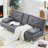Arnbert Convertible Sofa Bed Adjustable PU Couch Sleeper Modern Recliner Reversible Loveseat with Cup Holders