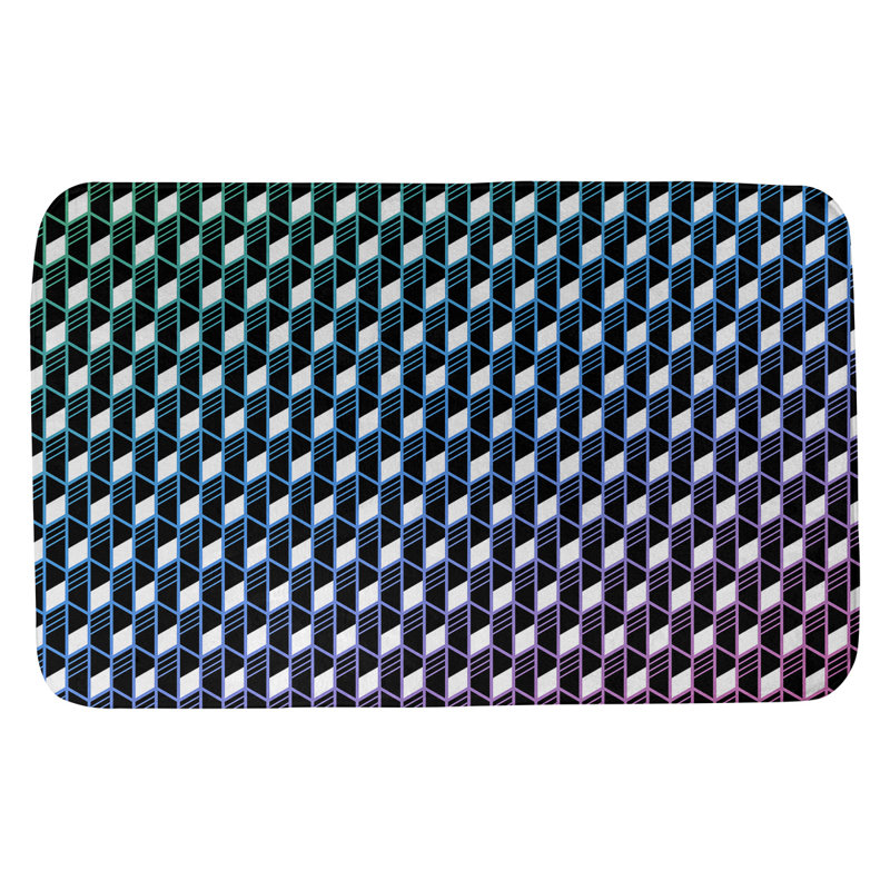 Tapis pour salle de bain Leffel, l 19 po x L 26 po, Bleu / Vert / Rose