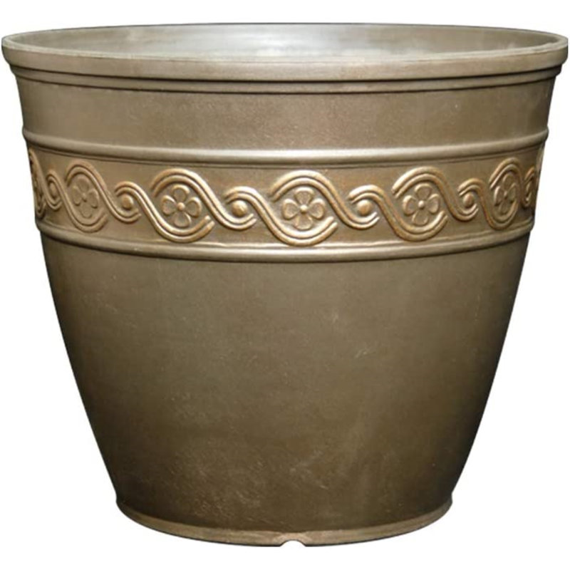Milahn Resin Round Pot Planter, 11" H x 13" W x 13" D, Bronze