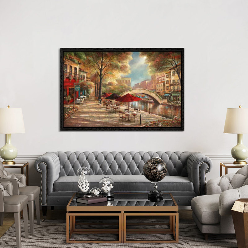 Riverwalk Charm by Ruane Manning - Wrapped Canvas Print, 152.5 cm H x 101.5 cm W, Black Floater Framed