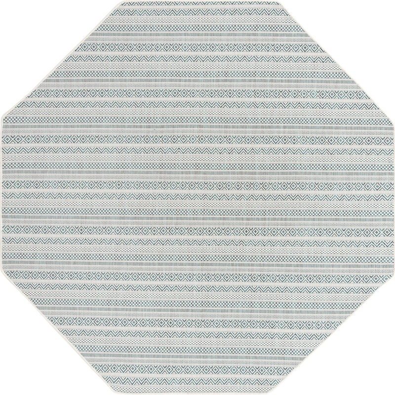 Hewitt Striped Indoor / Outdoor Rug, Octagon 7'10" x 7'10"