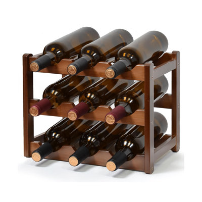 Epinal Bamboo Wine Bottle & Glass Rack in Brown