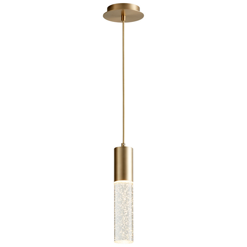 Luminaire suspendu cylindrique à 1 lumière DEL, Laiton vieilli, H 133,37 po x l 2 po x P 2,75 po