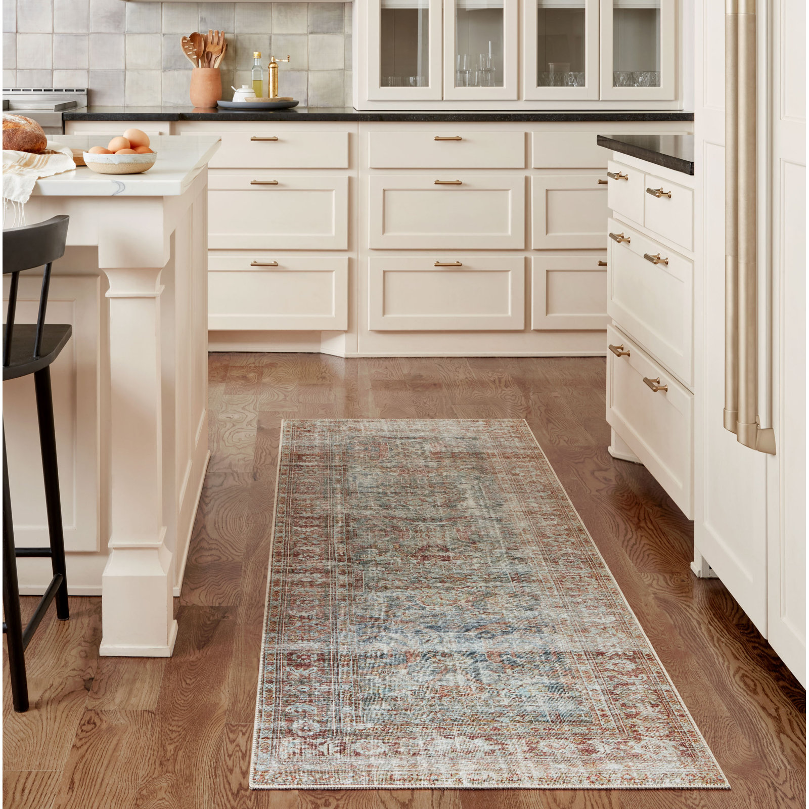 Chris Loves Julia x Loloi Jules Oriental Lagoon/Brick Area Rug, Runner 2'6" x 9'6"