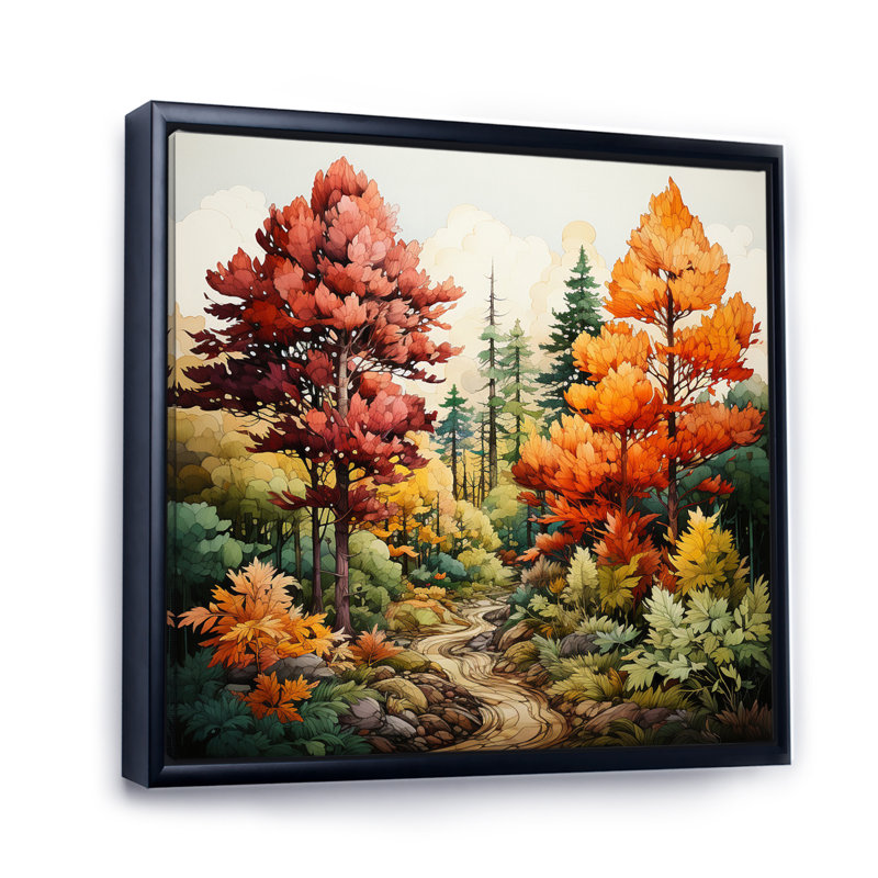 Pine Tree Autumn Magic II - impression, H 24 po x l 24 po x P 1 po, Cadre flottant noir