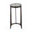 Round Accent Table With Thick Glass Top, Antique Aluminum Finish, Durable Glass & Aluminum