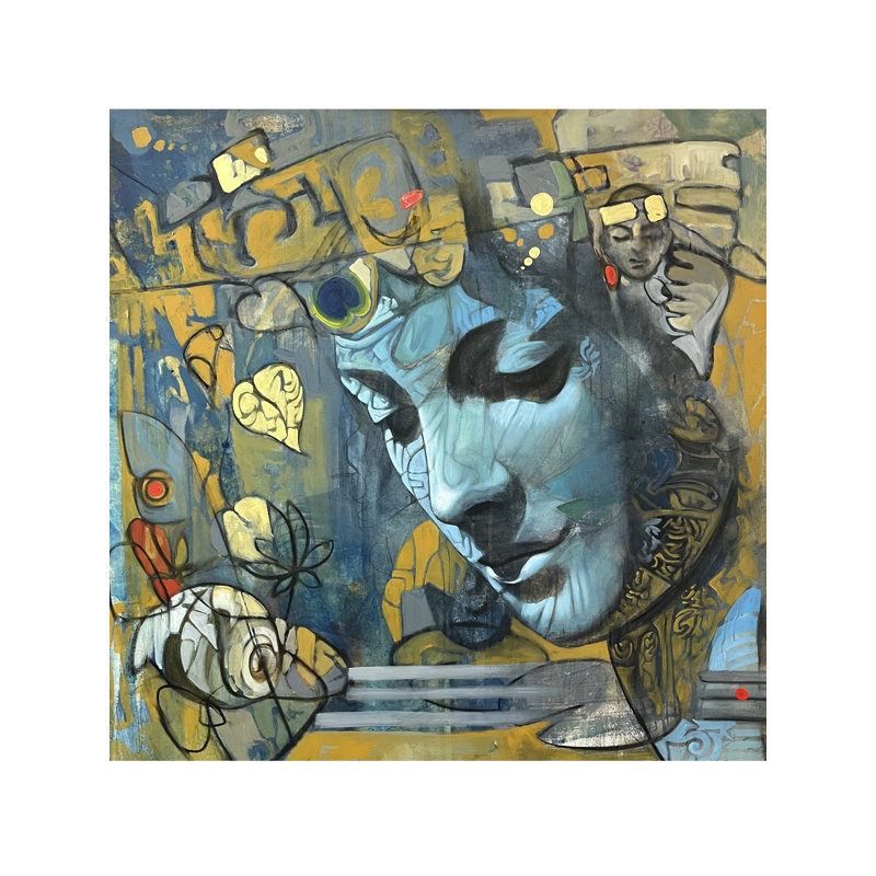 Krishna méditatif | Acrylique sur toile | Par Maadhvan Goyal