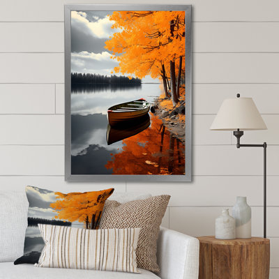 Orange Lakehouse Reflections Of Solitude III - impressions d'art de chalet