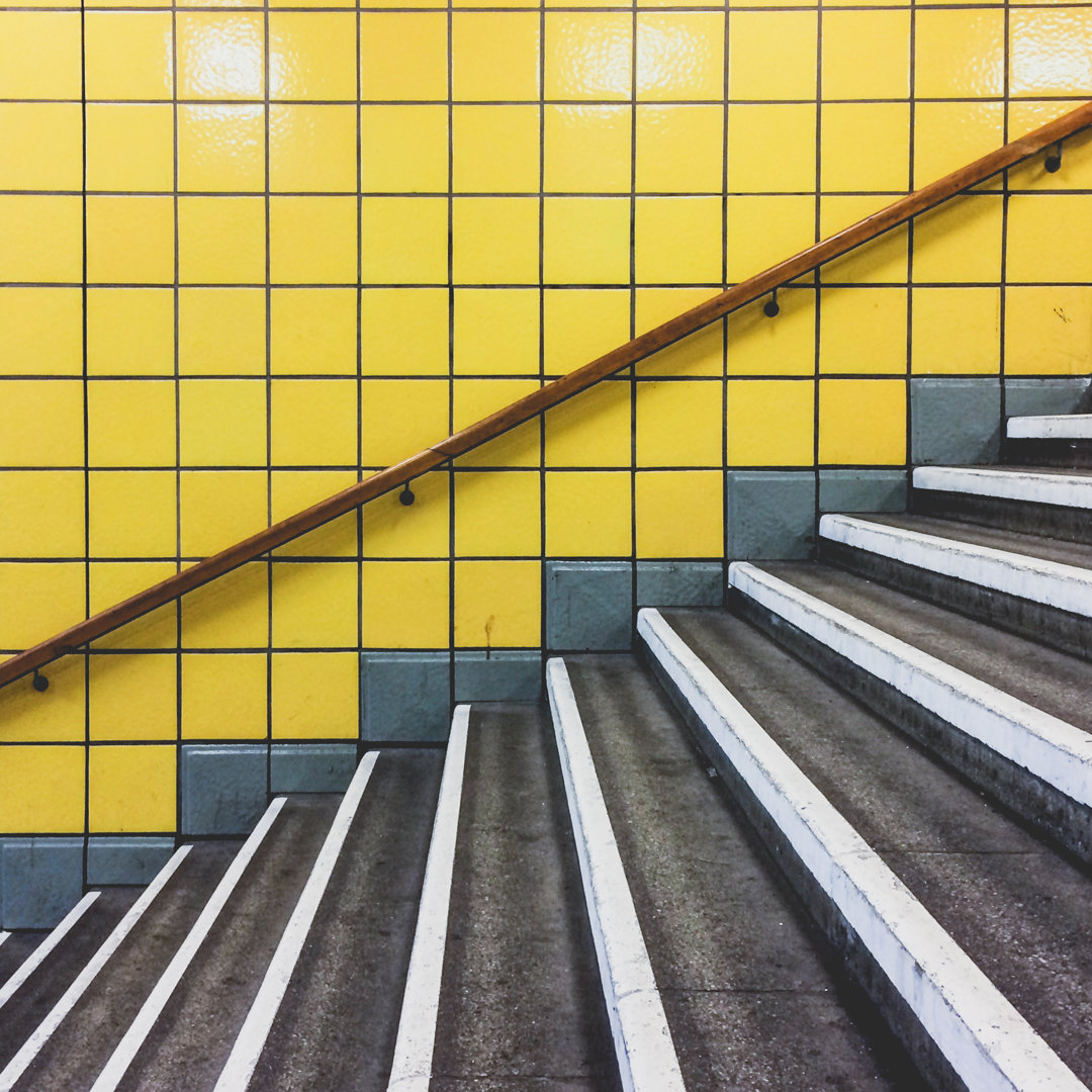 Leinwandbild White Striped Stairs von Hanohiki