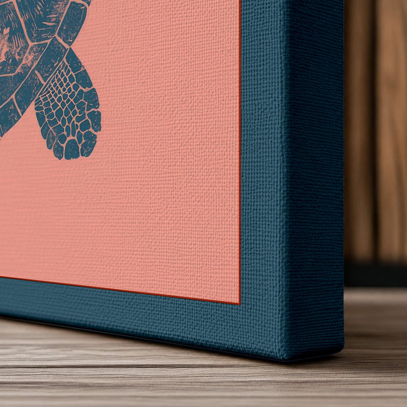 Mandala Turtle Boho - Wrapped Canvas, 36x24 - 91.4 x 61.0 cm, Teal Border