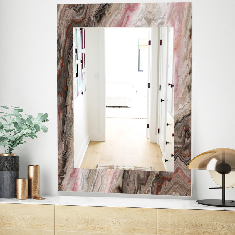Miroir de salle de bain Geode, miroir décoratif Mid-Century en marbre - Geode marbré, H 24 po x l 32 po